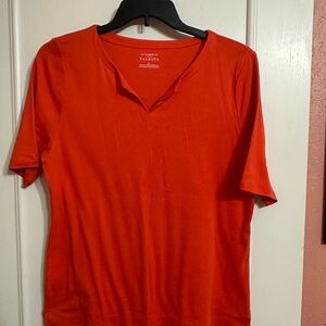 Talbots Women's Bright Orange Elbow Length Sleeve Tee
